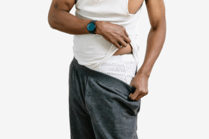 man in an adult brief showing the material