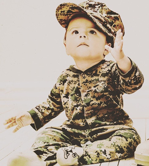 Baby in camo outfit