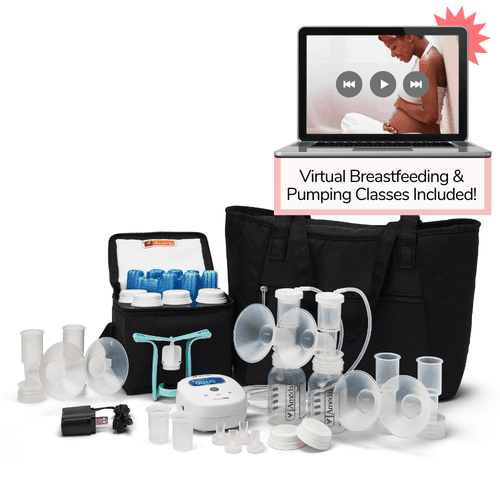 Ameda Mya Joy Double Electric Breast Pump with Large Tote & Deluxe Accessories with Lactation Class