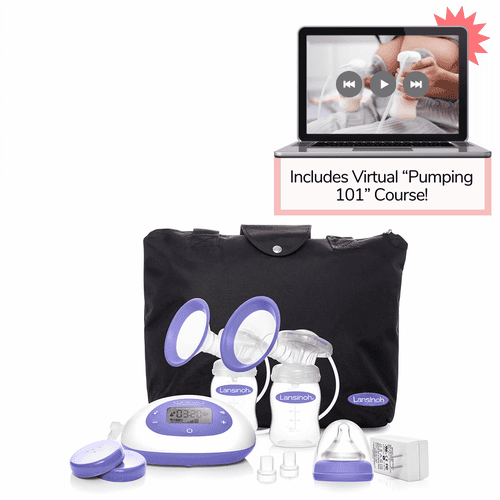 Lansinoh SignaturePro Double Electric Breast Pump with Tote with Lactation Course & Milk Storage Bags