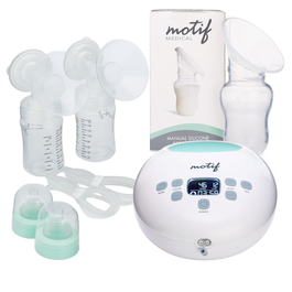  Motif Medical Luna Double Electric Breast Pump - Easy to Use,  Quiet Motor, Built-in LED Night Light - Outlet Required : Health & Household