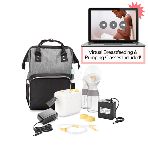 Medela Pump in Style with MaxFlow Breast Pump with AFBP Sydney Eclipse Breast Pump Backpack, Lactation Class & Milk Storage Bags