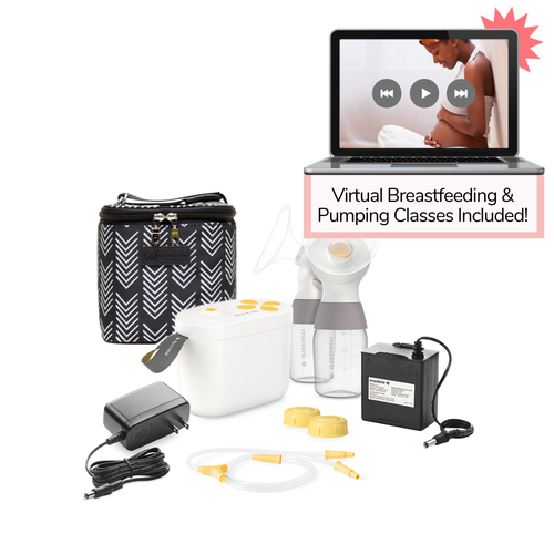 Medela Pump in Style with MaxFlow and Sarah Wells Cold Gold Cooler Set with Lactation Class