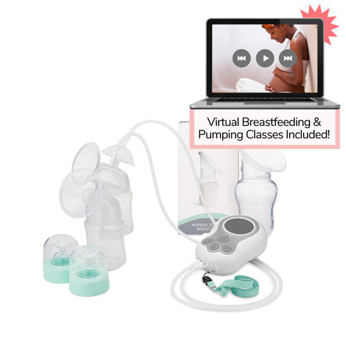 Motif Duo Double Electric Breast Pump with Silicone Manual Breast Pump,  Lactation Class, and Milk Storage