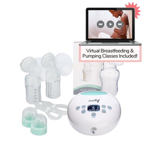 Motif Luna Double Electric Breast Pump with Manual Silicone Breast Pump and  Lactation Class