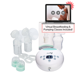 Motif Luna Double Electric Breast Pump with Manual Silicone Breast Pump and  Milk Storage Bags