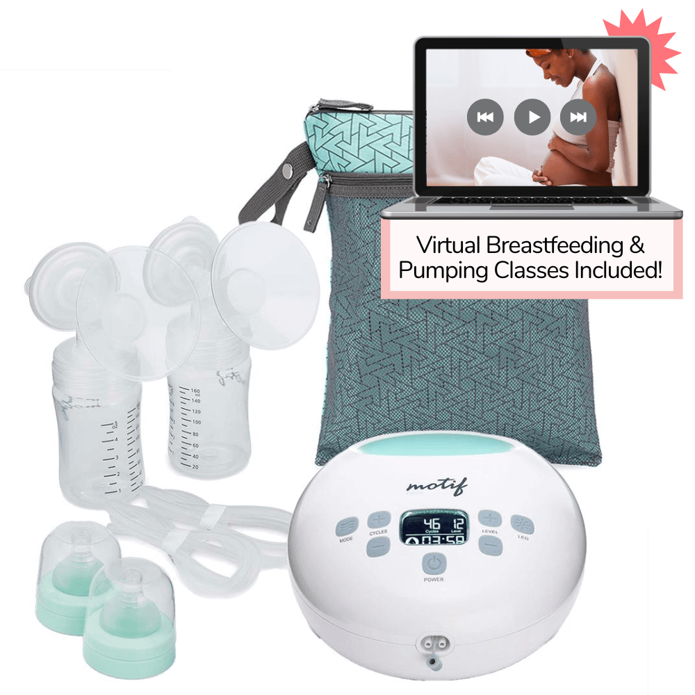 Motif Luna Double Electric Breast Pump with WetDry Bag & Lactation Class