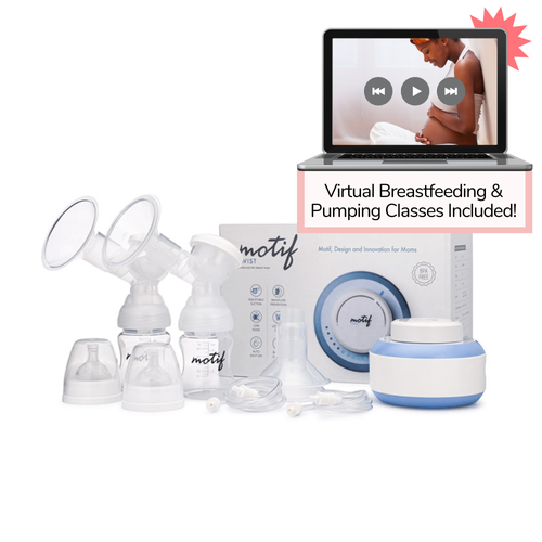 Motif Twist Double Electric Breast Pump with Lactation Class and Milk  Storage Bags