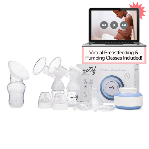 Motif Twist Double Electric Breast Pump with Manual Silicone Breast Pump,  Lactation Class and Milk Storage