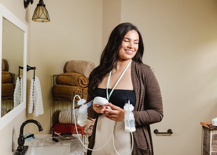 Motif Duo Double Electric Breast Pump with Hands-Free Pumping Bra,  Lactation Class, and Milk Storage Bags