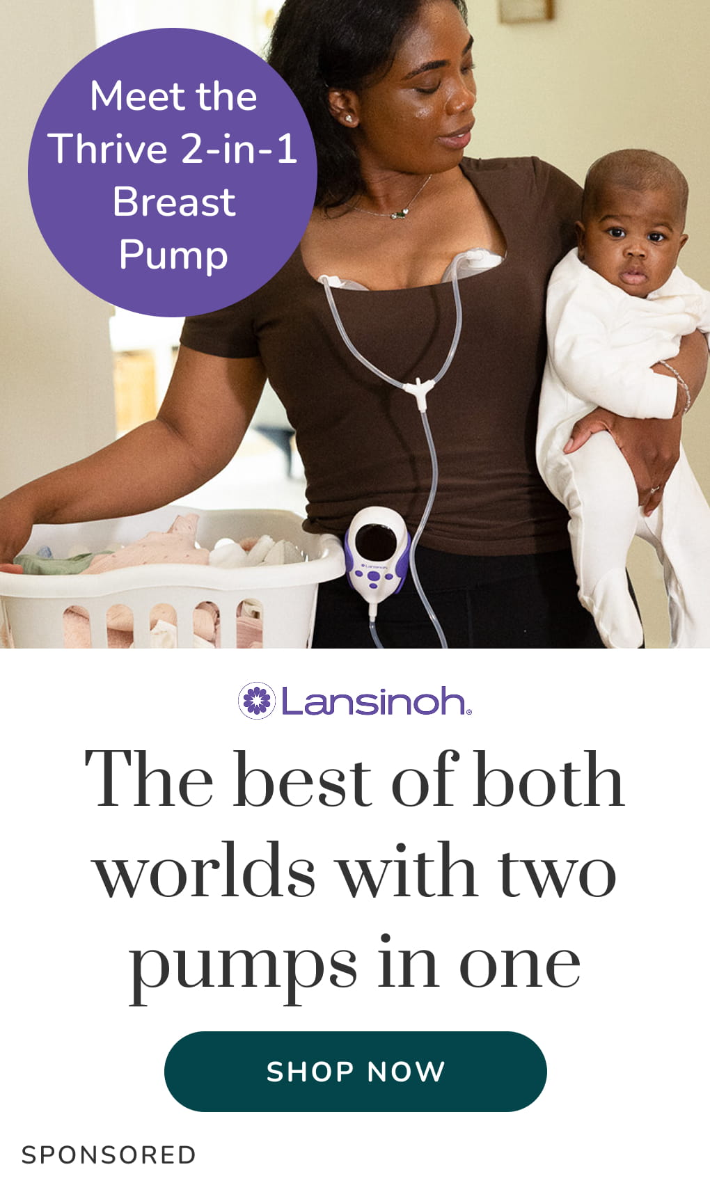 Lansinoh Thrive 2-in-1 Breast Pump